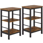 Modern Side Table Set of 2 - 3-Layer Storage Shelf, Space-Saving Design, Nightstands for Living Room and Bedroom, Farmhouse Style, Easy Assembly
