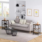 Lot de 2 tables d'appoint modernes - Étagère de rangement à 3 niveaux, Design peu encombrant, Tables de chevet pour salon et chambre, Style ferme, Montage facile