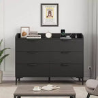 Commode de rangement moderne à 6 tiroirs en bois, meuble haut autoportant, sécurité anti-basculement, assemblage facile, pieds réglables, pour chambre, salon