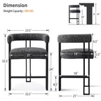 Tabourets de bar rembourrés modernes à hauteur de comptoir, tabourets de 24 pouces pour îlot de cuisine avec dossier, chaises de comptoir en tissu pour salle à manger ou bar à la maison - Panipeachy