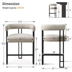 Tabourets de bar rembourrés modernes à hauteur de comptoir, tabourets de 24 pouces pour îlot de cuisine avec dossier, chaises de comptoir en tissu pour salle à manger ou bar à la maison - Panipeachy