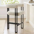 Modern Upholstered Counter Height Bar Stools, 24 Kitchen Island Stools with Back, Fabric Counter Chairs for Dining Room or Home Bar-Panipeachy