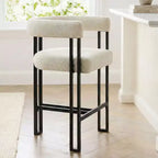 Modern Upholstered Counter Height Bar Stools, 24 Kitchen Island Stools with Back, Fabric Counter Chairs for Dining Room or Home Bar-Panipeachy
