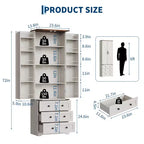Meuble de cuisine autoportant de 183 cm, armoire de rangement de style ferme, étagères réglables, pour salon