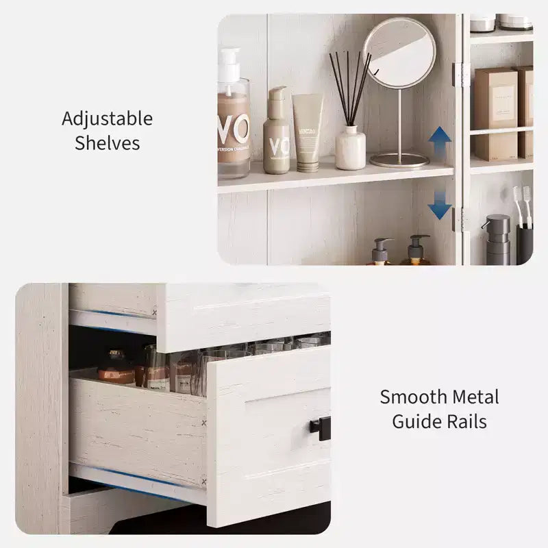 Meuble de cuisine autoportant de 183 cm, armoire de rangement de style ferme, étagères réglables, pour salon