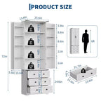 Meuble de cuisine autoportant de 183 cm, armoire de rangement de style ferme, étagères réglables, pour salon