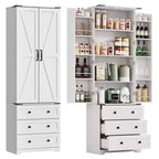 Meuble de cuisine autoportant de 183 cm, armoire de rangement de style ferme, étagères réglables, pour salon