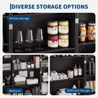Meuble de cuisine autoportant de 183 cm, armoire de rangement de style ferme, étagères réglables, pour salon