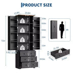 Meuble de cuisine autoportant de 183 cm, armoire de rangement de style ferme, étagères réglables, pour salon
