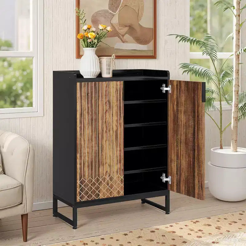 MAYEERTY Meuble à chaussures en bois avec 2 portes, design anti-poussière pour entrée/couloir