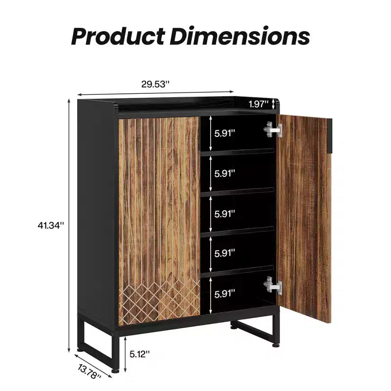 MAYEERTY Meuble à chaussures en bois avec 2 portes, design anti-poussière pour entrée/couloir