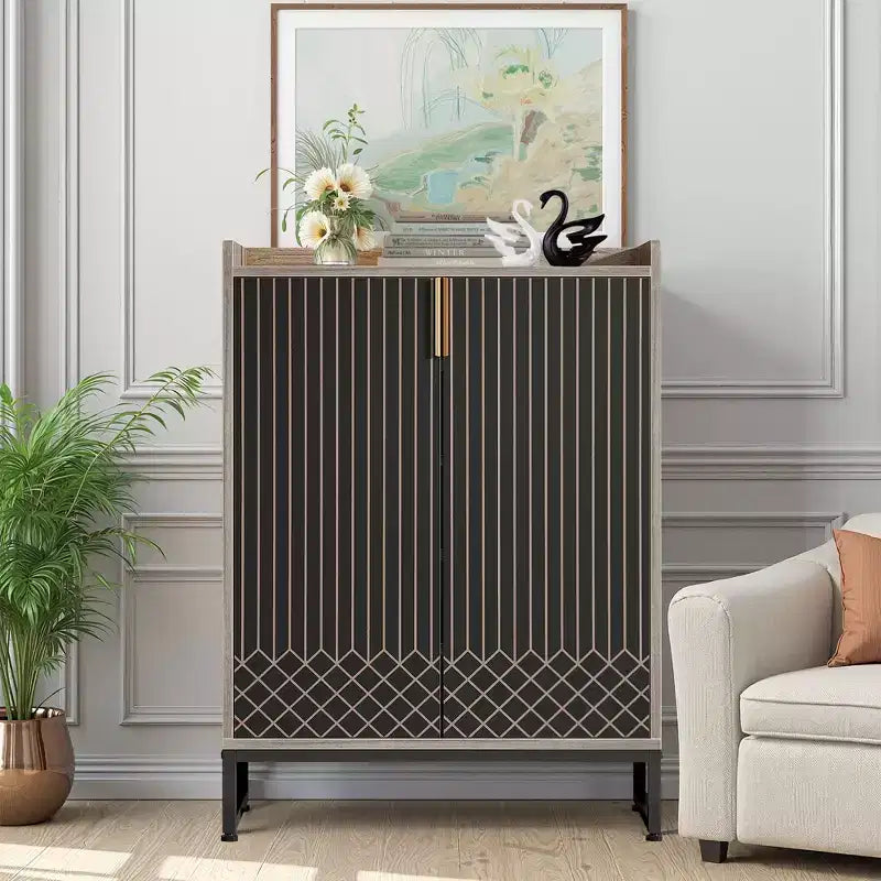 MAYEERTY Meuble à chaussures en bois avec 2 portes, design anti-poussière pour entrée/couloir