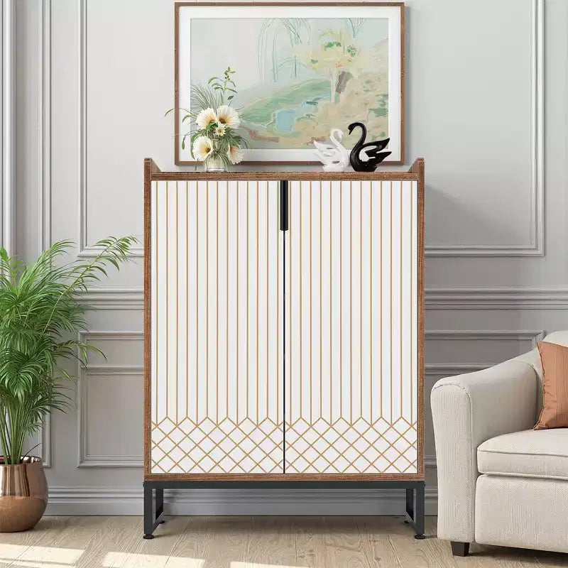 MAYEERTY Meuble à chaussures en bois avec 2 portes, design anti-poussière pour entrée/couloir