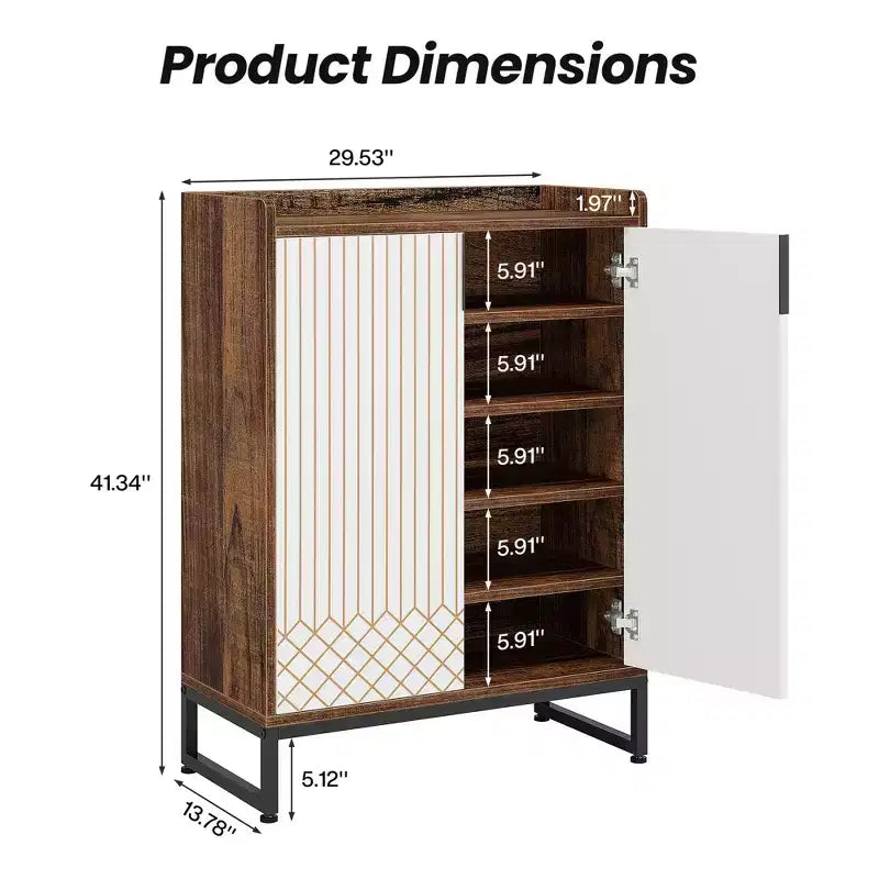MAYEERTY Meuble à chaussures en bois avec 2 portes, design anti-poussière pour entrée/couloir