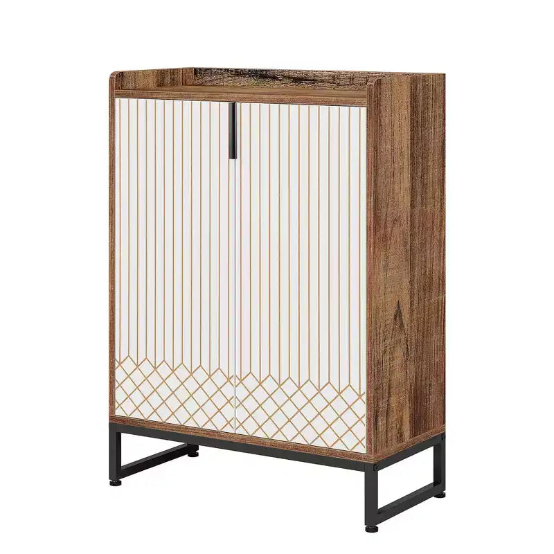 MAYEERTY Meuble à chaussures en bois avec 2 portes, design anti-poussière pour entrée/couloir