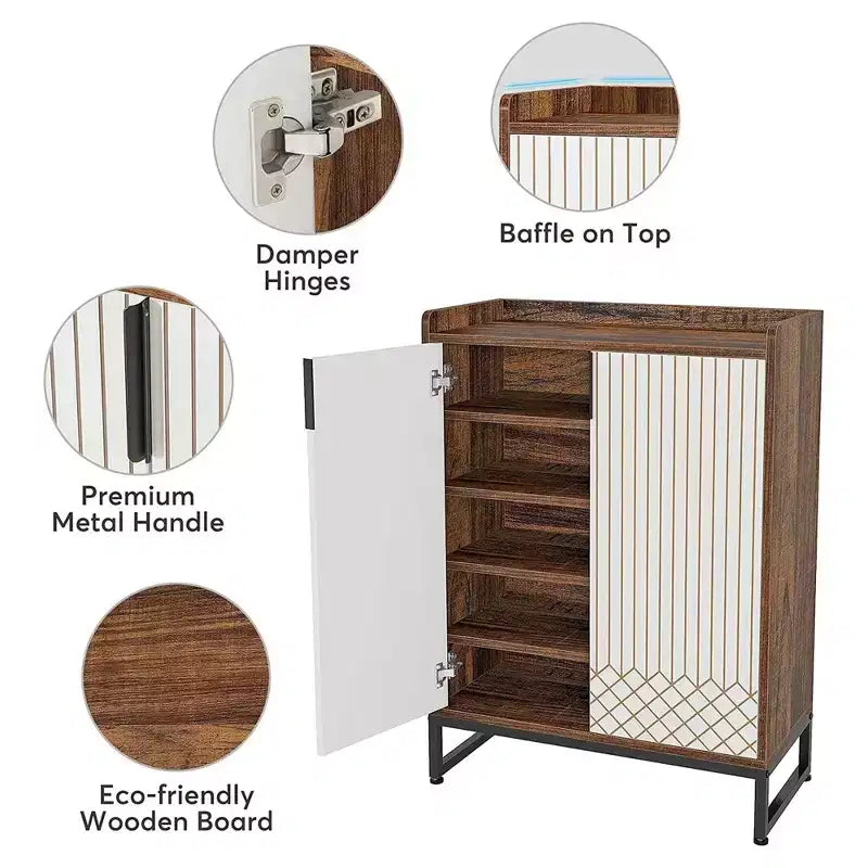 MAYEERTY Meuble à chaussures en bois avec 2 portes, design anti-poussière pour entrée/couloir