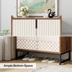MAYEERTY Meuble à chaussures en bois avec 2 portes, design anti-poussière pour entrée/couloir