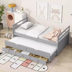 MAYEERTY Lit mezzanine complet en pin massif avec bureau sous le lit et espace optimisé