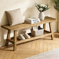 GDFStudio Eoghan 43 Farmhouse Solid Wood Entryway Bench with Open Storage Shelf