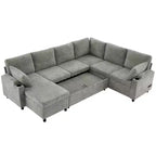 109.9 Sectional Sofa Versatile Sofa Bed Sofa Sleeper U-shaped Sofa with Storage Space and Charging Ports