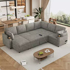 109,9 Sectionnel Convertible Polyvalent avec Espace de Rangement et Ports de Charge