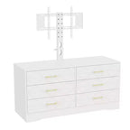 6 Drawer TV Stand with Mount for 32-80 Inch TVs, Wood Entertainment Center with Adjustable Height, Media Console Storage
