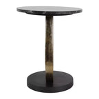 Table basse et d'appoint ronde pour petits espaces - Design à base incurvée avec plateau en bois pour la décoration du salon, de la chambre et de la maison - 22, doré et noir
