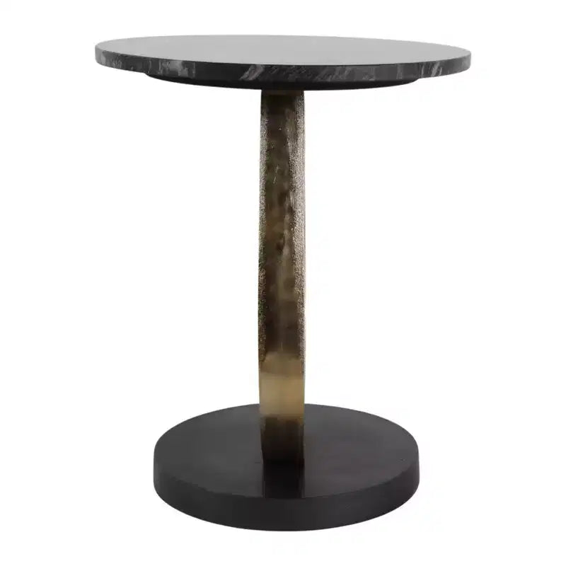 Table basse et d'appoint ronde pour petits espaces - Design à base incurvée avec plateau en bois pour la décoration du salon, de la chambre et de la maison - 22, doré et noir