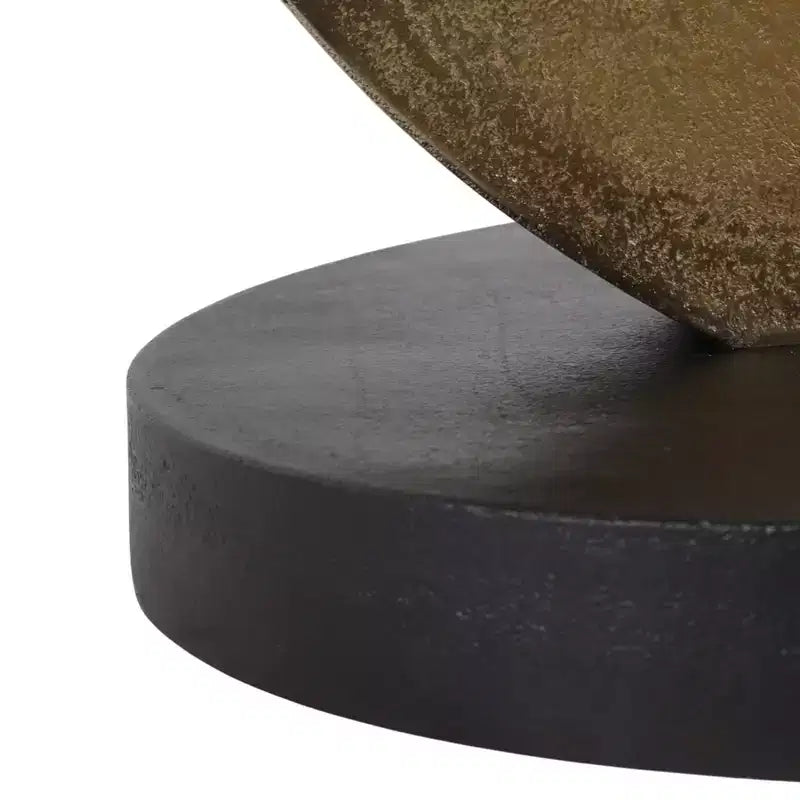 Table basse et d'appoint ronde pour petits espaces - Design à base incurvée avec plateau en bois pour la décoration du salon, de la chambre et de la maison - 22, doré et noir