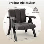 Costway 1/2 Fauteuil d'appoint surdimensionné avec structure en métal et accoudoirs Fauteuil moderne du milieu du siècle Gris/Blanc