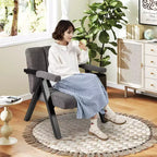 Costway 1/2 Fauteuil d'appoint surdimensionné avec structure en métal et accoudoirs Fauteuil moderne du milieu du siècle Gris/Blanc