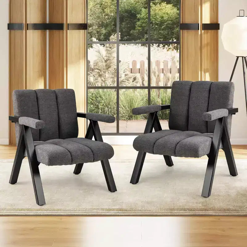 Costway 1/2 Fauteuil d'appoint surdimensionné avec structure en métal et accoudoirs Fauteuil moderne du milieu du siècle Gris/Blanc
