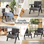 Costway 1/2 Fauteuil d'appoint surdimensionné avec structure en métal et accoudoirs Fauteuil moderne du milieu du siècle Gris/Blanc