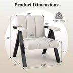 Costway 1/2 Fauteuil d'appoint surdimensionné avec structure en métal et accoudoirs Fauteuil moderne du milieu du siècle Gris/Blanc