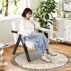 Costway 1/2 Fauteuil d'appoint surdimensionné avec structure en métal et accoudoirs Fauteuil moderne du milieu du siècle Gris/Blanc