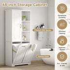 Christopher Knight Home Thorn Armoire de salle de bain de 172 cm avec 2 paniers à linge inclinables, 1 porte et étagères réglables