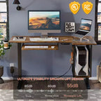 Bureau de jeu debout Bestier 57, bureau d'écriture réglable en hauteur, poste de travail assis-debout, table d'ordinateur de bureau à domicile pour l'étude et le tapis de marche