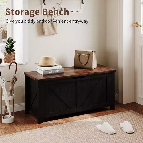 Banc de rangement en bois à dessus relevable de 39,4 po, organisateur d'entrée vintage et coffre à jouets, meuble d'appoint multifonctionnel pour la maison ou le salon