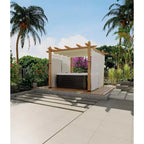 Pergola extérieure moderne en aluminium avec auvent rétractable et moustiquaire latérale, aspect bois, moustiquaire, protection UV pour jardin, terrasse