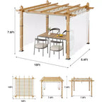 Pergola extérieure moderne en aluminium avec auvent rétractable et moustiquaire latérale, aspect bois, moustiquaire, protection UV pour jardin, terrasse