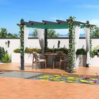 Pergola extérieure moderne en aluminium avec auvent rétractable et moustiquaire latérale, aspect bois, moustiquaire, protection UV pour jardin, terrasse
