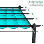 Pergola extérieure moderne en aluminium avec auvent rétractable et moustiquaire latérale, aspect bois, moustiquaire, protection UV pour jardin, terrasse