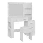 41 Vanity Desk with 10-Bulb Mirror, Built-in Outlets, 3 Lighting Modes, 5 Drawers & Cushioned Stool, Makeup Dressing Table for Bedroom