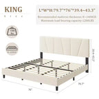 Platform Bed Frame with Adjustable Headboard, Linen Upholstered, No Box Spring Needed, Easy Assembly