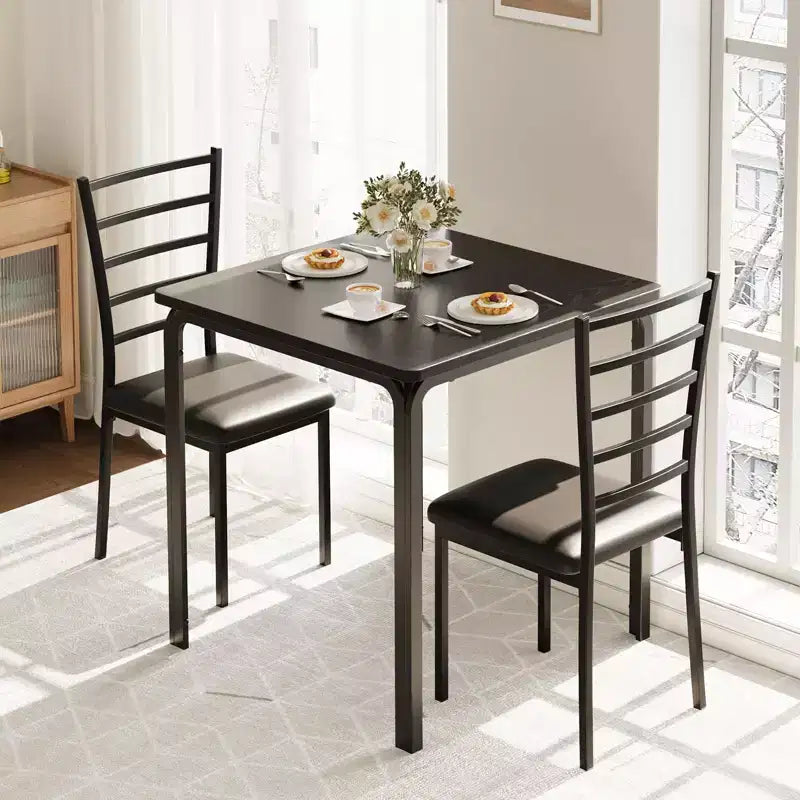 Space-Saving 2-Piece Square Dining Set for 2, Compact Table & Chairs for Kitchen, Apartment, Breakfast Nook & Small Dining Areas, 29.1x29.1x30 Inches