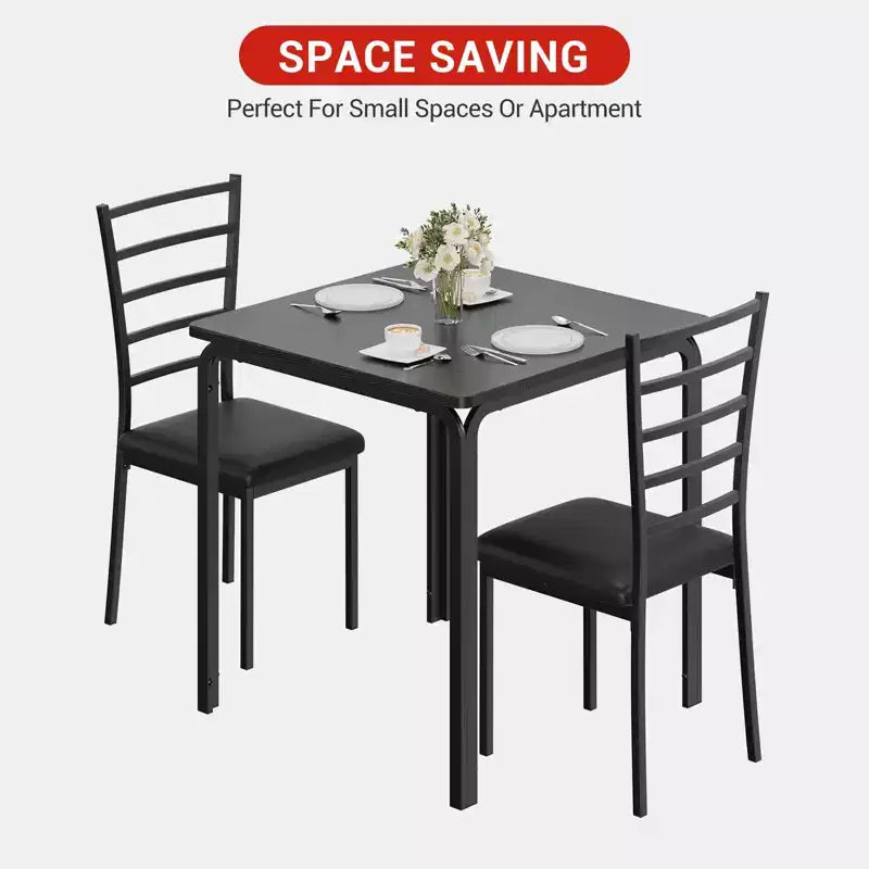 Ensemble de salle à manger carré 2 pièces peu encombrant pour 2 personnes, table et chaises compactes pour cuisine, appartement, coin petit-déjeuner et petits espaces de salle à manger, 73,9x73,9x76,2 cm