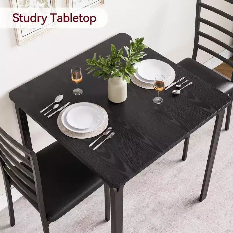 Ensemble de salle à manger carré 2 pièces peu encombrant pour 2 personnes, table et chaises compactes pour cuisine, appartement, coin petit-déjeuner et petits espaces de salle à manger, 73,9x73,9x76,2 cm