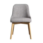PexFix Chaises de salle à manger rembourrées en bois massif, lot de 2, chaises d'appoint de cuisine en tissu de style Mid-Century avec dossier ergonomique et revêtement en lin respirant