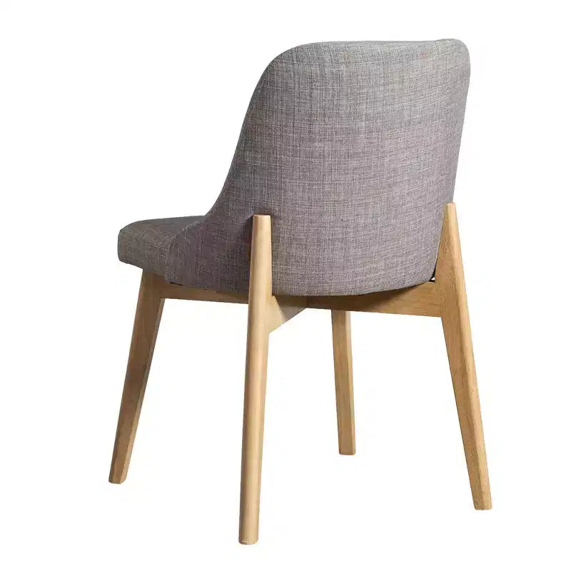 PexFix Chaises de salle à manger rembourrées en bois massif, lot de 2, chaises d'appoint de cuisine en tissu de style Mid-Century avec dossier ergonomique et revêtement en lin respirant