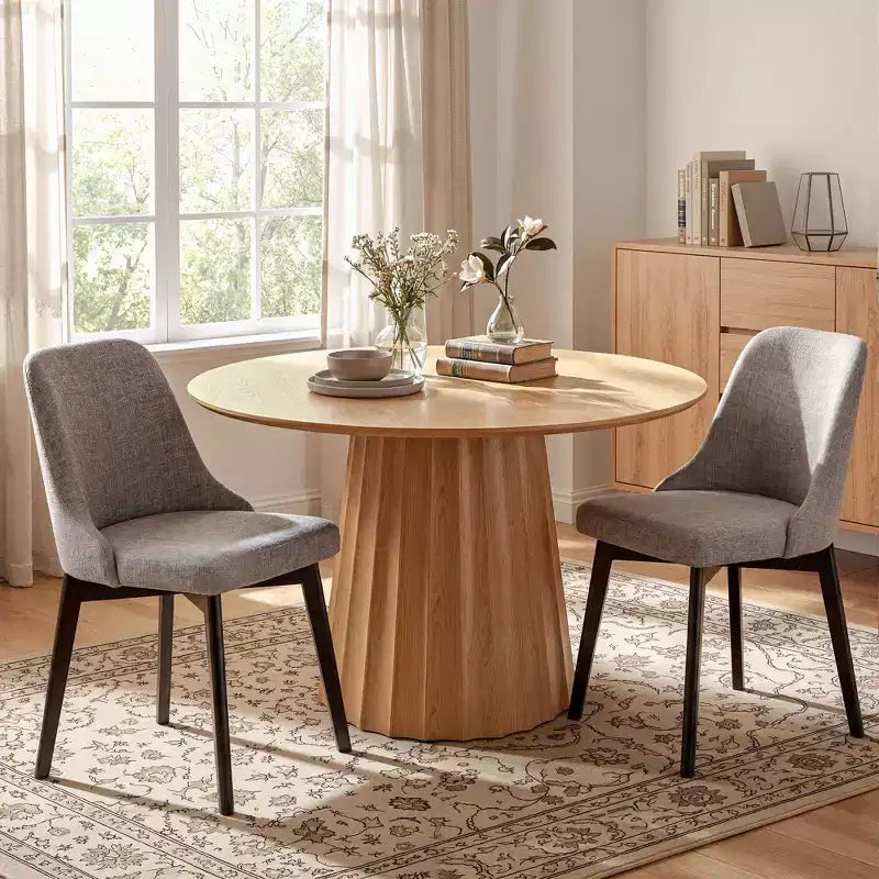 PexFix Chaises de salle à manger rembourrées en bois massif, lot de 2, chaises d'appoint de cuisine en tissu de style Mid-Century avec dossier ergonomique et revêtement en lin respirant